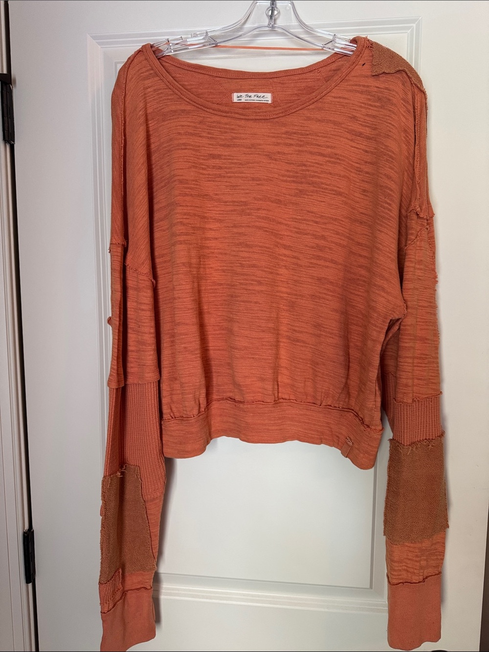 We The Free Distressed Rust Orange Slub Pullover